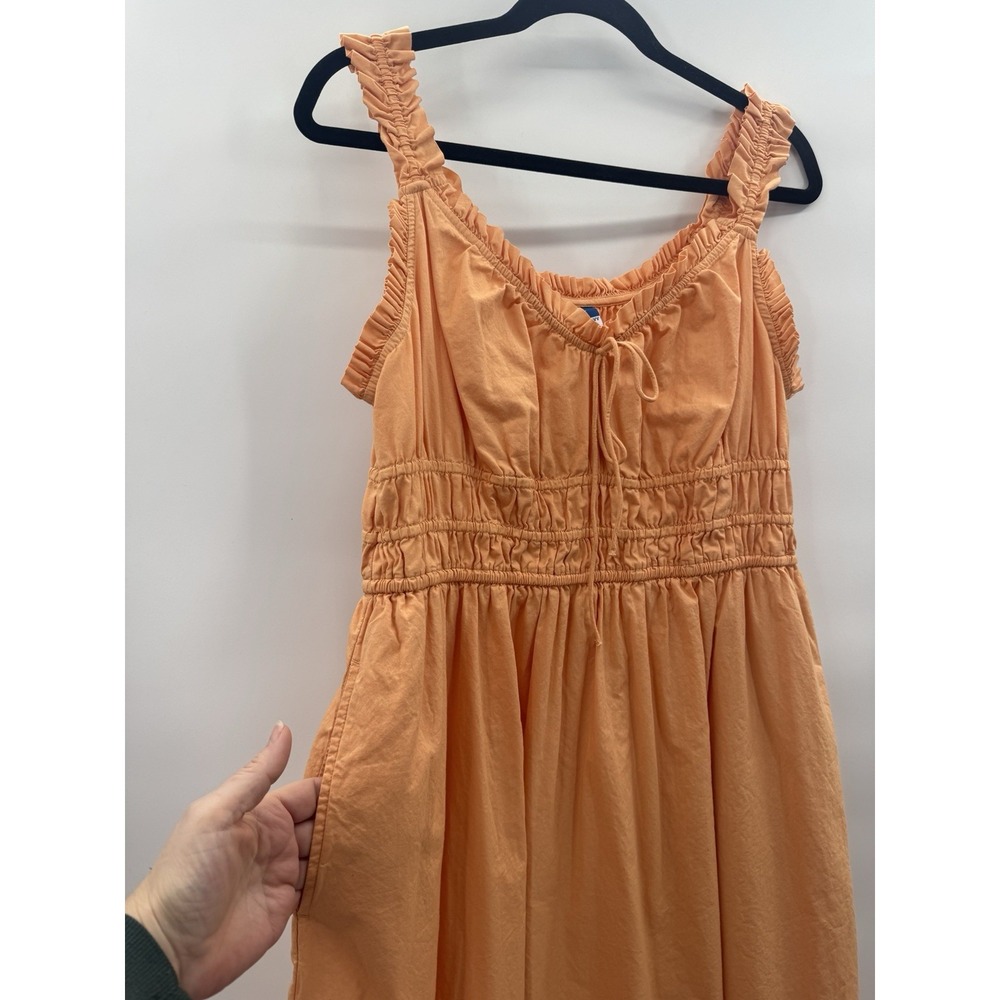Old Navy Milkmaid Large Dress Orange Blossom Petal Maxi Peasant Cottage Babydoll